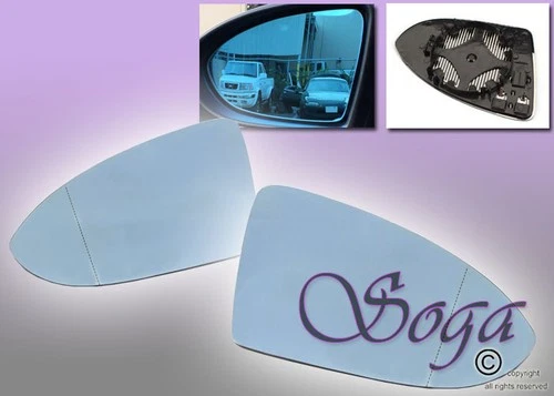 FOR VW GOLF JETTA MK4 B5 ASPHERICAL BLUE BLIND SPOT HEATED MIRROR GLASS PAIR NEW