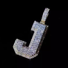 2Ct Rund Schliff Echter Moissanit Eigener Brief Herren Anhänger 14K Gelbgold