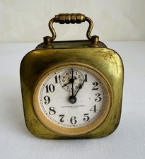 Antique 1901 Waterbury Clocks Small Brass Carriage Clock Portable FOR PARTS