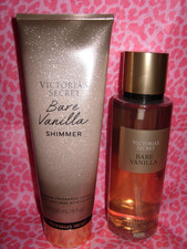 Victoria's Secret Bare Vanilla 8.4 oz Body Mist and Shimmer Lotion Set New