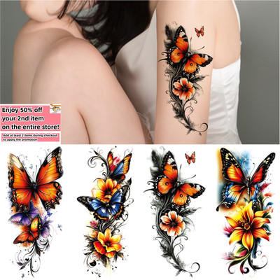 Set of 4 Sheets Waterproof Temporary Tattoo Stickers Colorful Butterfly Body Art