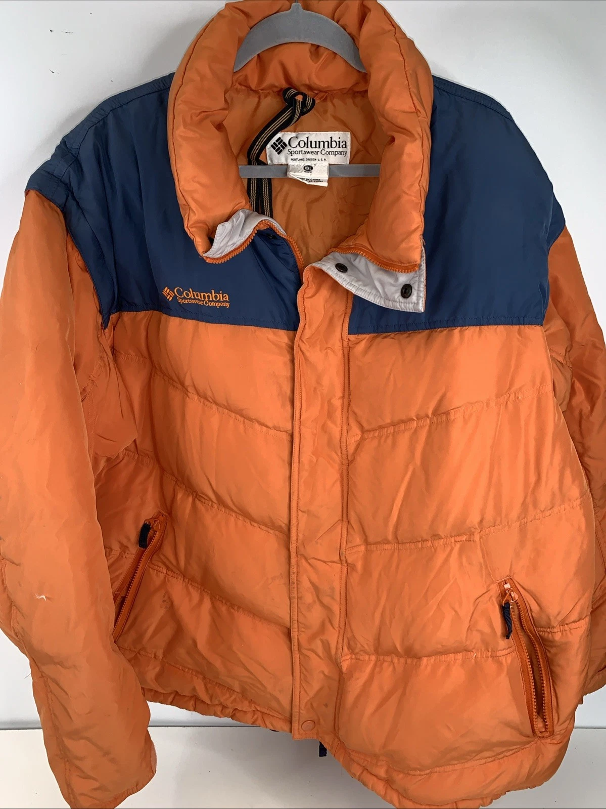 columbia puffer jacket/ Vest men xxl Down Filled, Orange, Blue.