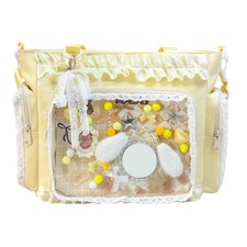 cute kawaii ita bag crossbody tote bag, pin display with Insert bow large mes...