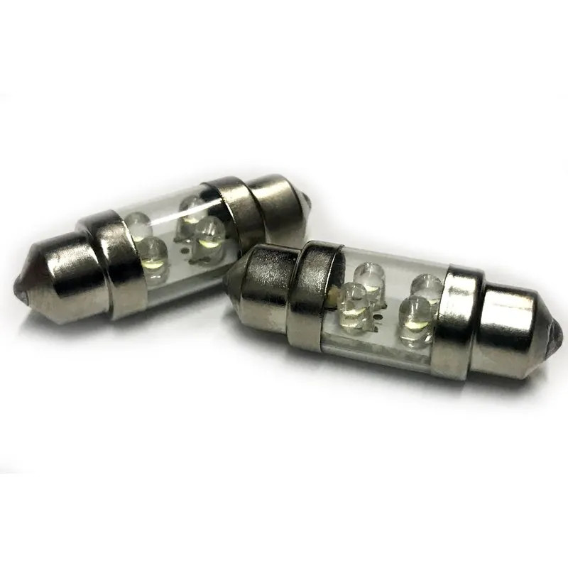 Coppia 2 Lampade Led T11 C5W Siluro 31mm Con 4 Led F3 Colore Bianco Freddo 6000K