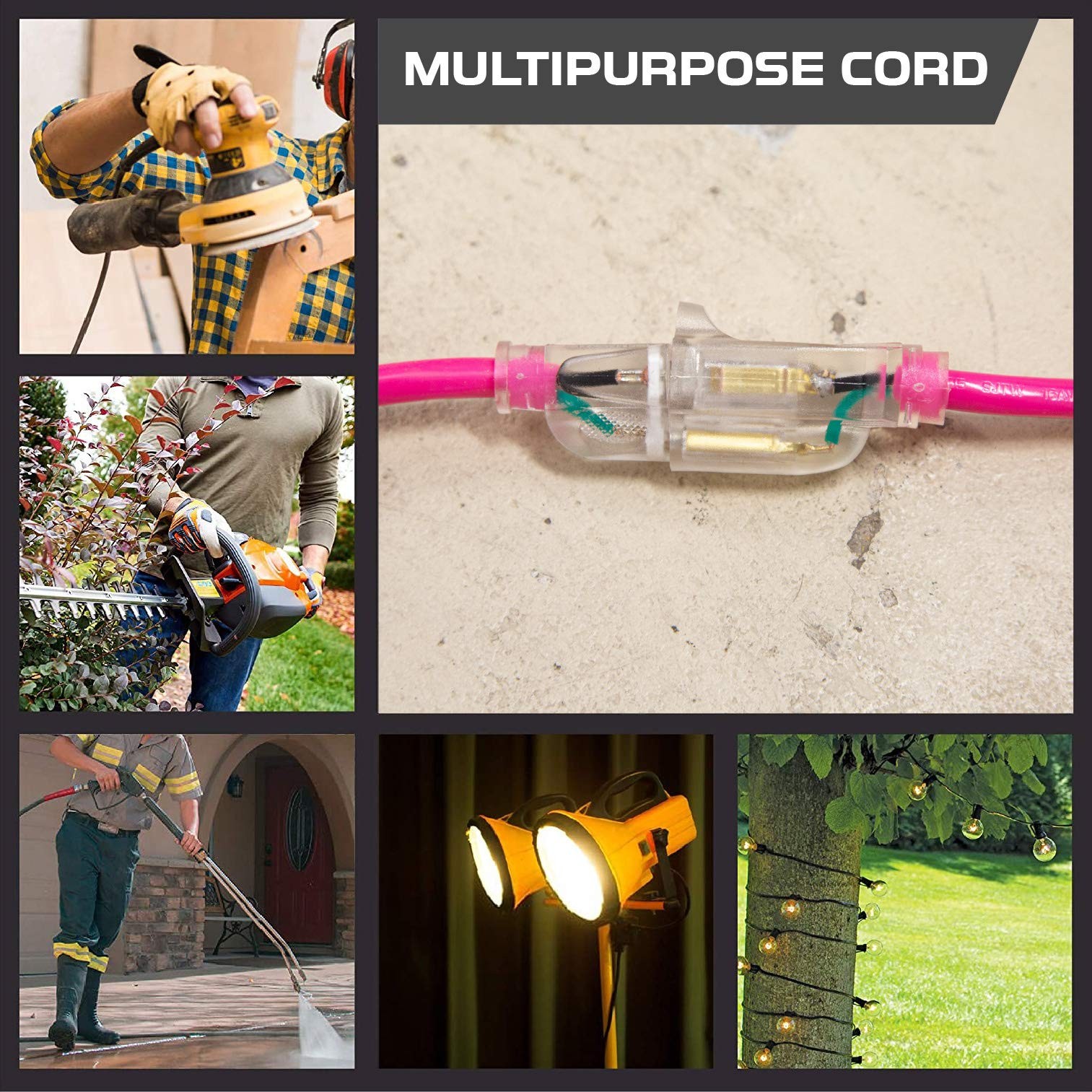 Iron Forge Cable Weatherproof 15 Ft Outdoor Extension Cord - 16/3 SJTW 13 Amp...