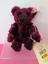 7" Steiff Mini Dew Drop Dark Red Mohair Teddy Bear Tagged 2001 Jointed Si