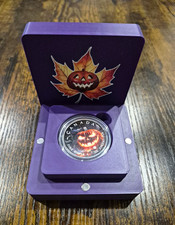 Halloween 2022 "Eerie Pumpkin" Maple Leaf 1 oz .9999 Colourised Silver Coin