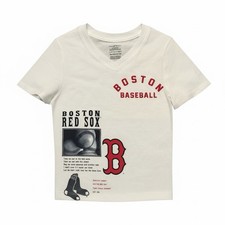 Boston Red Sox Youth XS 4/5 White V Neck Graphic T Shirt MLB Genuine Merchandise