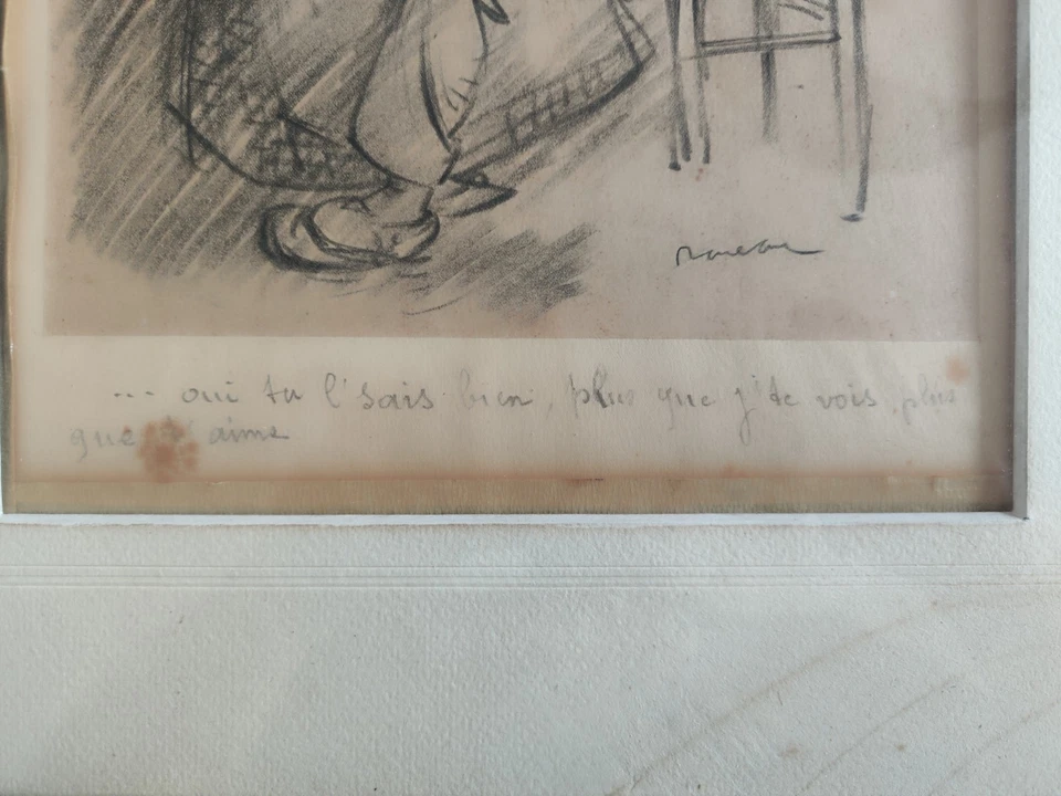 Dessin original de Francisque POULBOT encadré - Montmartre - Photo 3/4