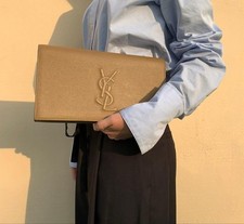 NEW Unused Saint Laurent Belle de Jour clutch bag YSL Beige Leather Clutch Bag
