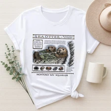 Vintage Sea Otters Monterey Bay Aquarium T-Shirt , Coastal Aesthetic T-Shirt