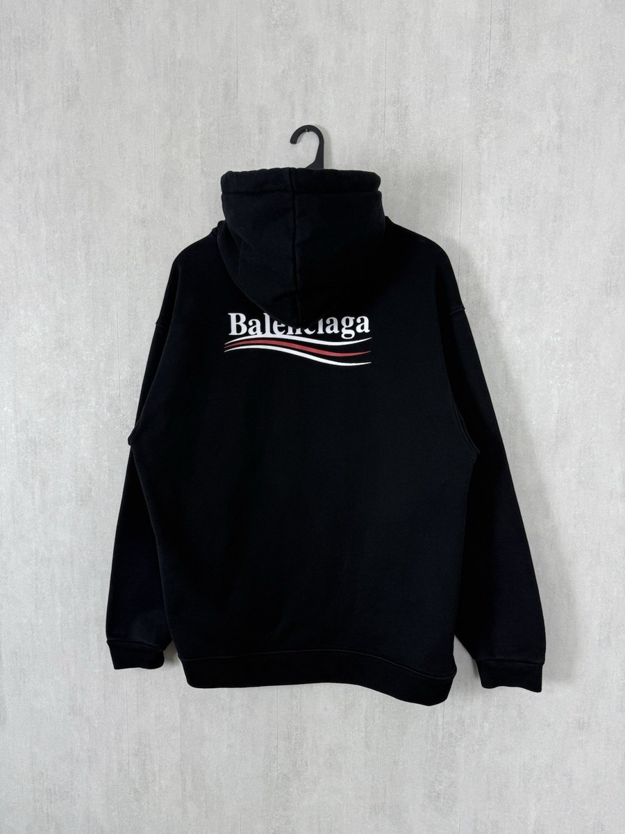 ち*る様 BALENCIAGA ユニセックス ブラック Balenciaga Political Campaign Unisex Black Oversized Hoodie Size