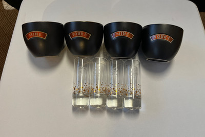 Bailey's Irish Cream  Lot 4 Highball Shot Glass And 4 Expresso Or Dessert Cups