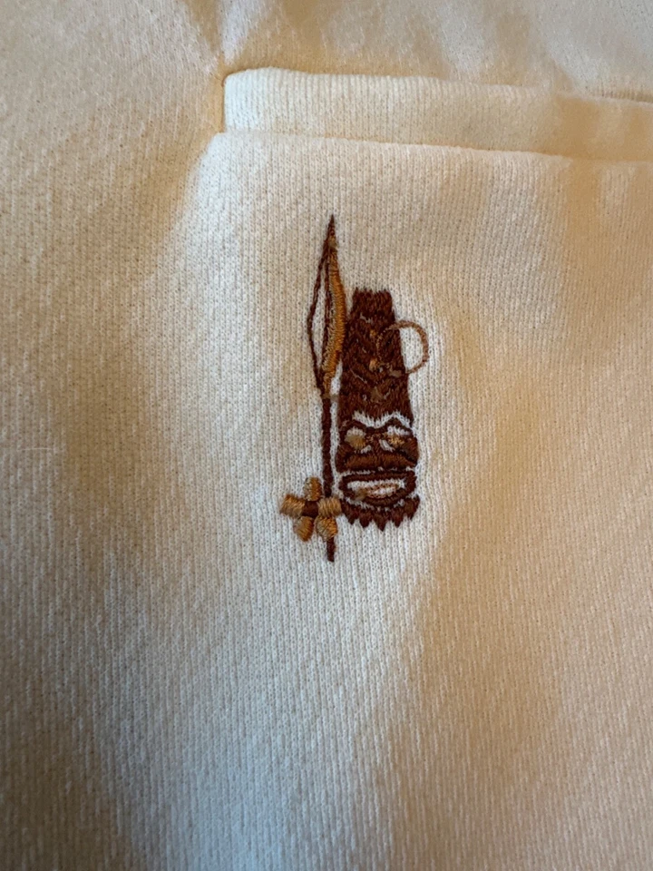 Camisa De Colección Iolani Hawaii Para Hombres Crema Manga Corta Bordada Bolsillo en el Pecho Foto 2 de 4