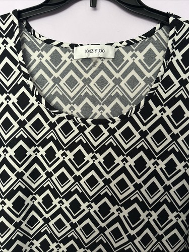JONES STUDIO Women Stretch Comfy Polyester Tank Top Black White 2X - Picture 2 of 8
