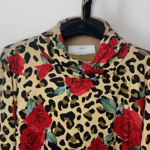 Lularoe Amber Leopard Rose Hoodie Women’s Size Large - Picture 3 of 5