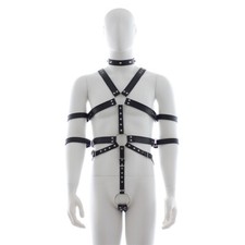 Sexy Men PU Leather Strap Full Body Harness Bondage Belt Cosplay BDSM Restraints