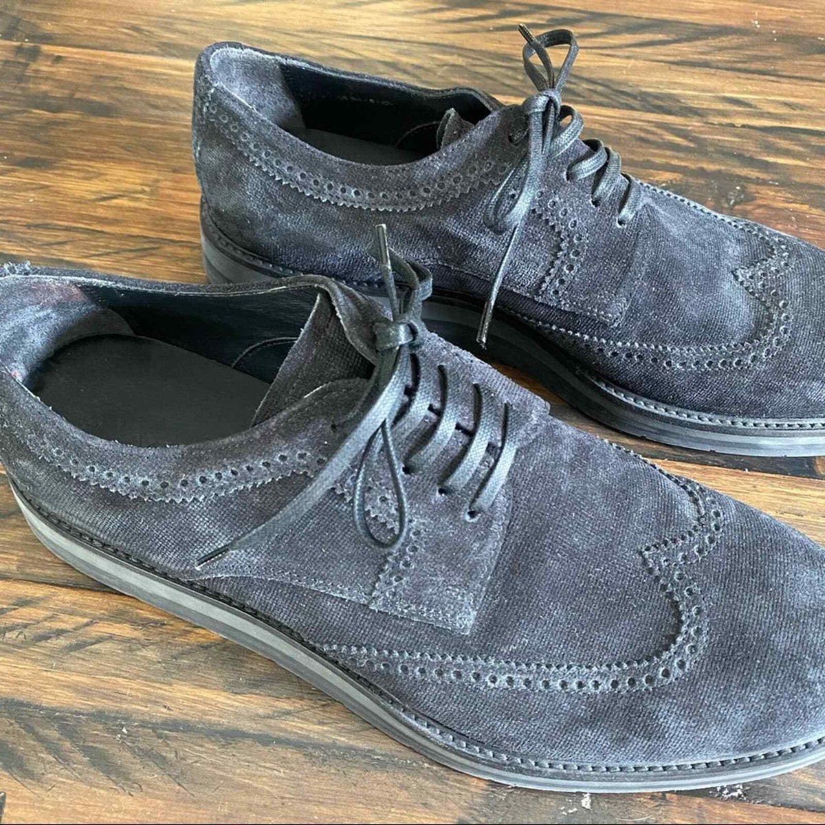 Vince Men’s Pryce Wingtip Suede Oxford Shoes Black VINCE Men main image 3