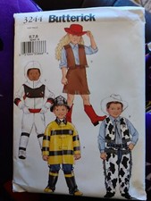 Butterick 3244 Kids Costumes Cowboy Cowgirl Astronaut Firefighter Sizes 6 7 8