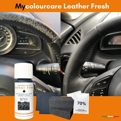 Mycolourcare Kit Ritocco Volante Pelle NERO rinnovo colorazione vernice ecopelle - Imagen 1 de 4