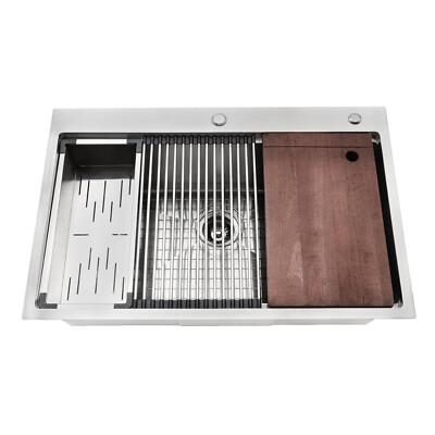 #ad New 33quot;x22quot; Single Bowl Undermount Workstation Kitchen Stainless Steel Sink SALE $165.64