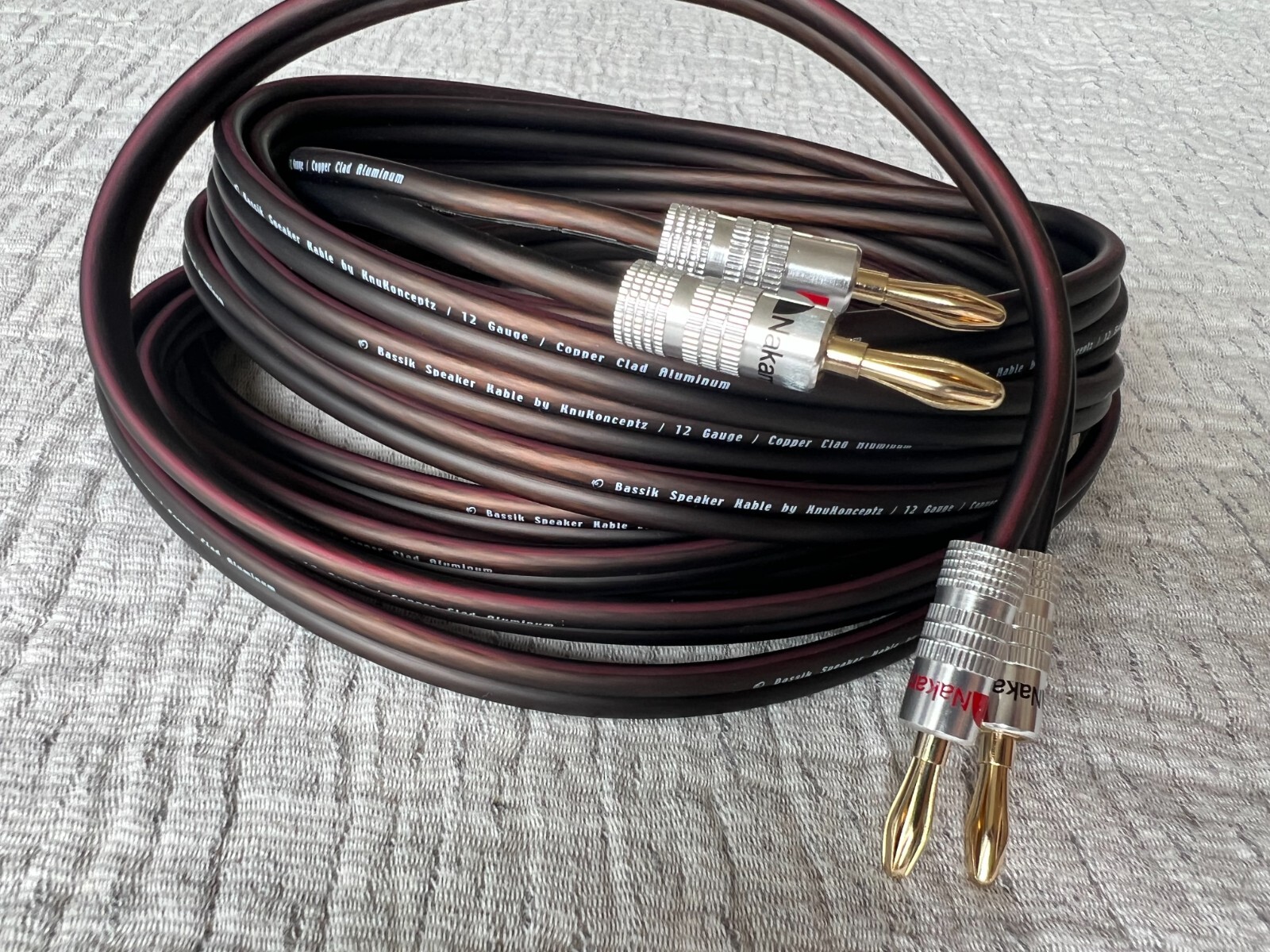 SPEAKER CABLE 12 Gauge CCA KnuKonceptz Bassik wire with audio banana