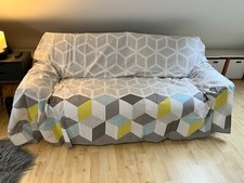 "Würfel" Überwurf Sofa Couch Tagesdecke Tischdecke 140x210 210x280 grau grafisch
