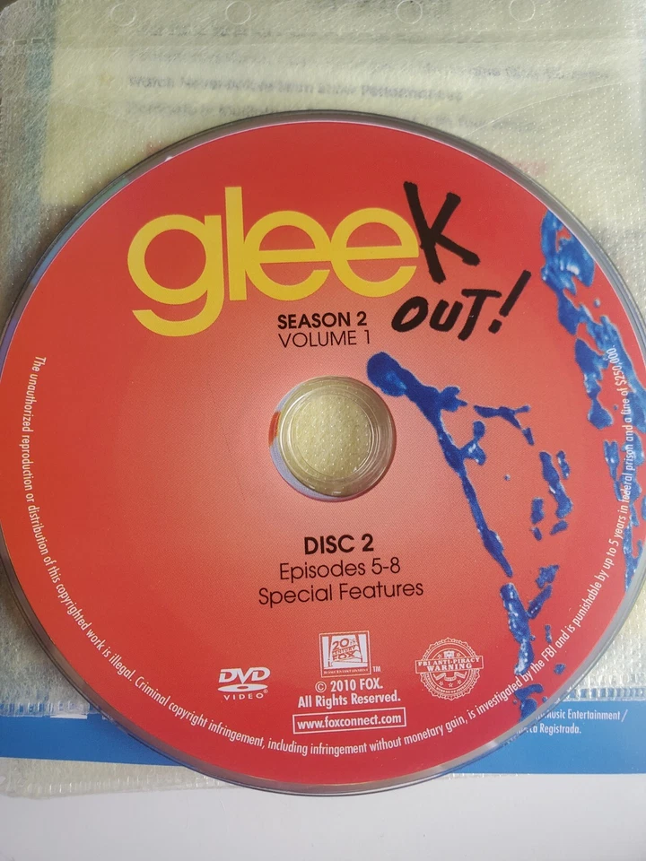 Glee Season 2 Volume 1 Disc Only Loose DVD TV Series 20th Century Fox - Image 3 of 4