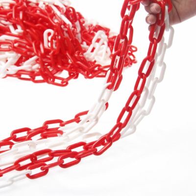 15 M Barrier Chain, 6 Mm Barrier Chain Red White Plastic, Red White Plastic Chain/Plastic Warning Chain, Construction Site Safety Chain, Plastic Link
