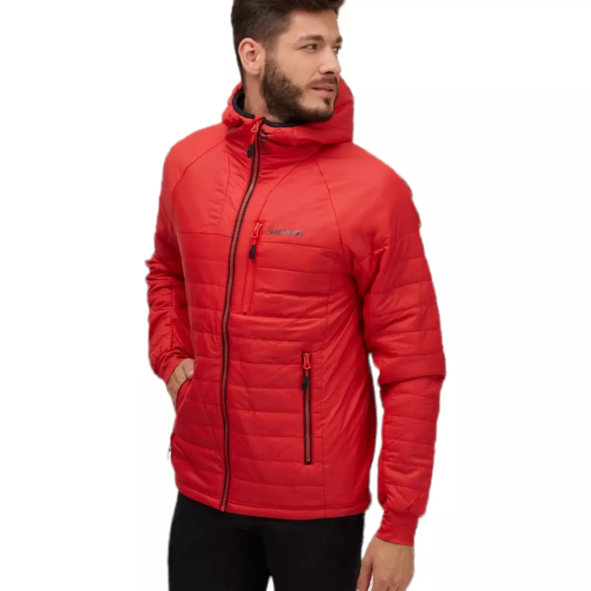 Silvini Men RUTOR Light Puffer Jacket 4XL Red Blk Hooded Down Insulated Nylon
