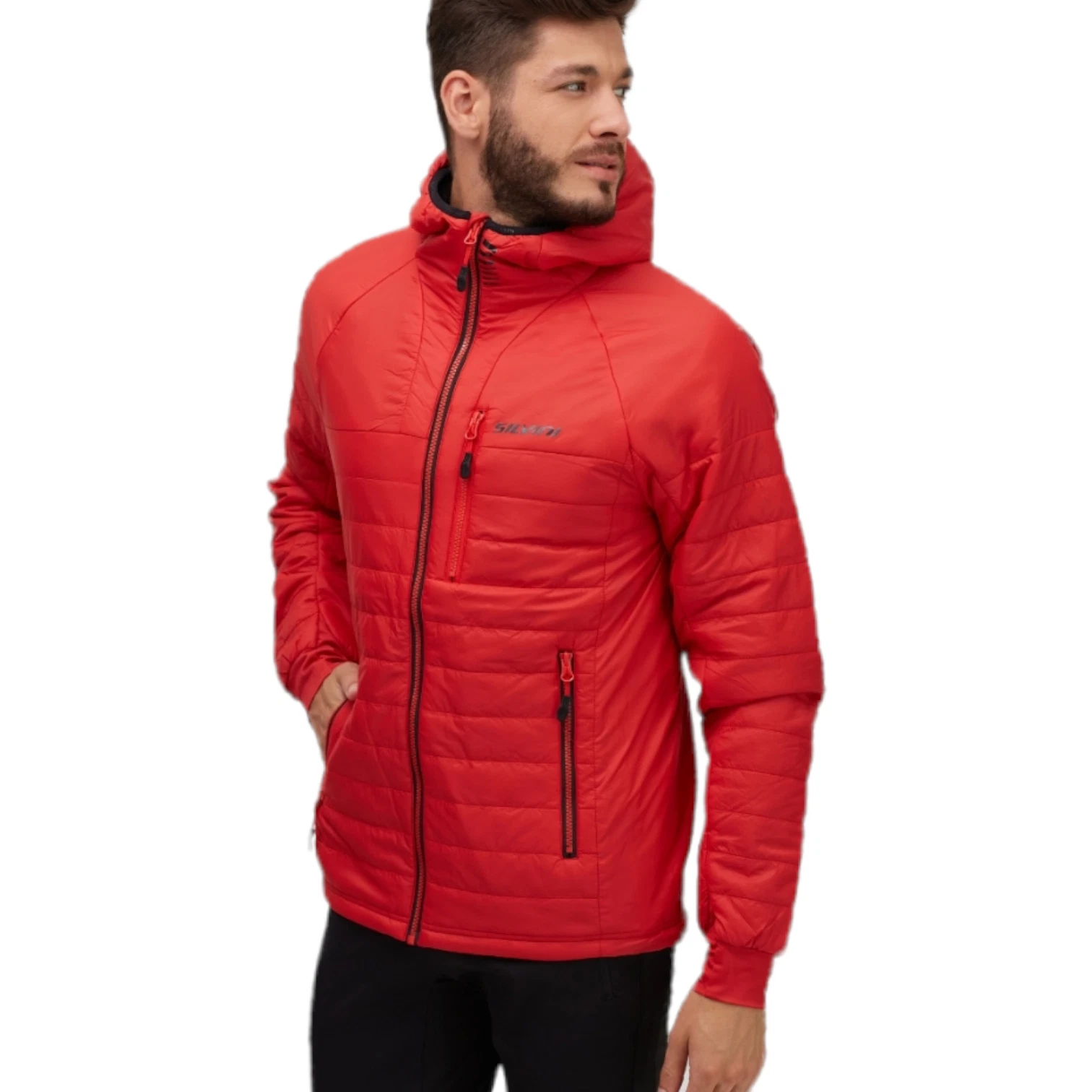 Silvini Men RUTOR Light Puffer Jacket 4XL Red Blk Hooded Down Insulated Nylon