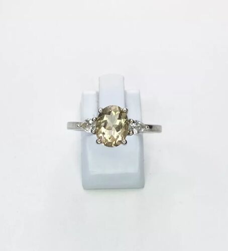 Champagne Danburite Sterling Silver Gemstone Ring Size S T US 9.25 Gift Idea  - Bild 1 von 9