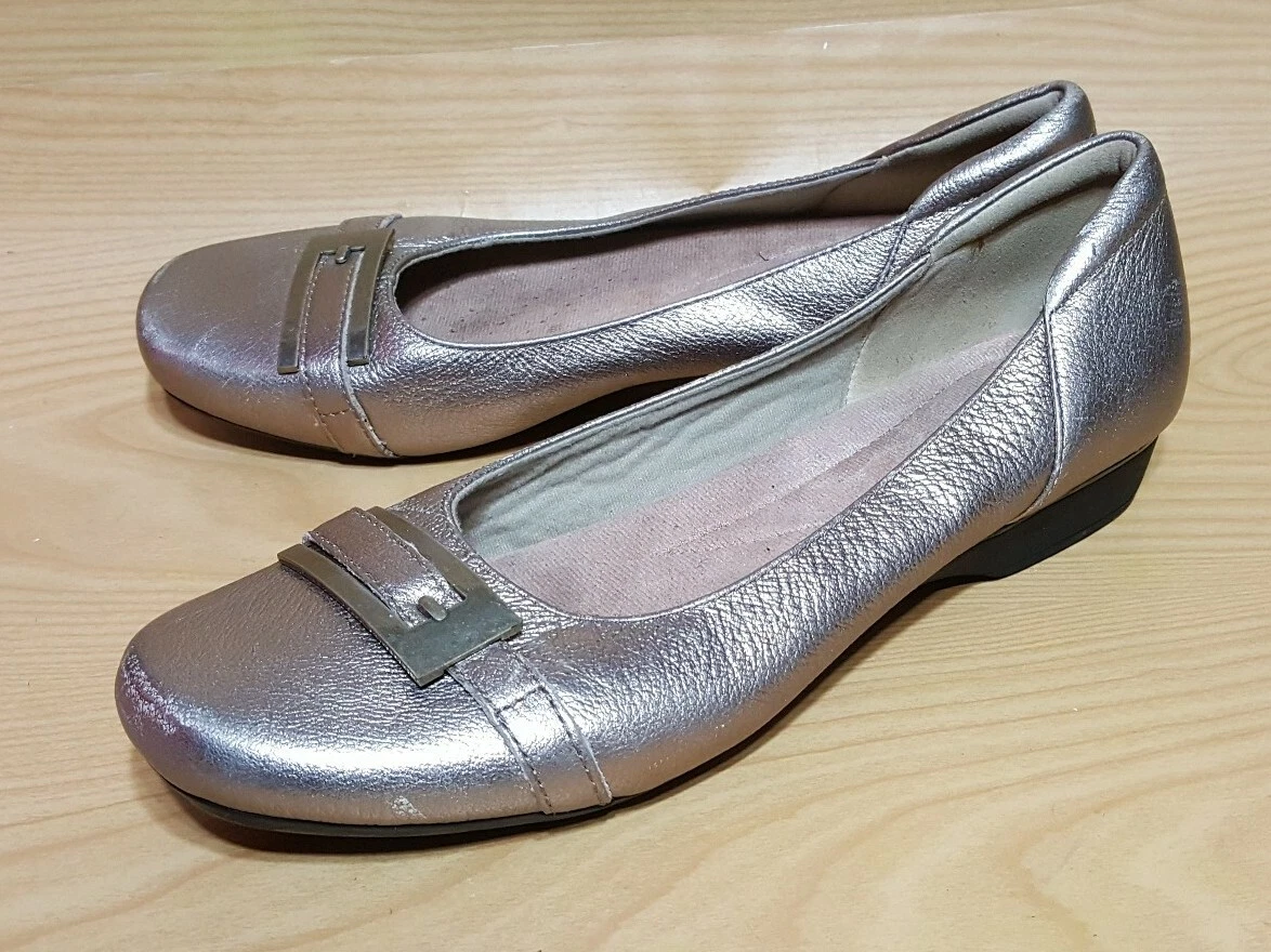Clarks Collection Soft Cushion Gold Metallic Women Ballet Flats