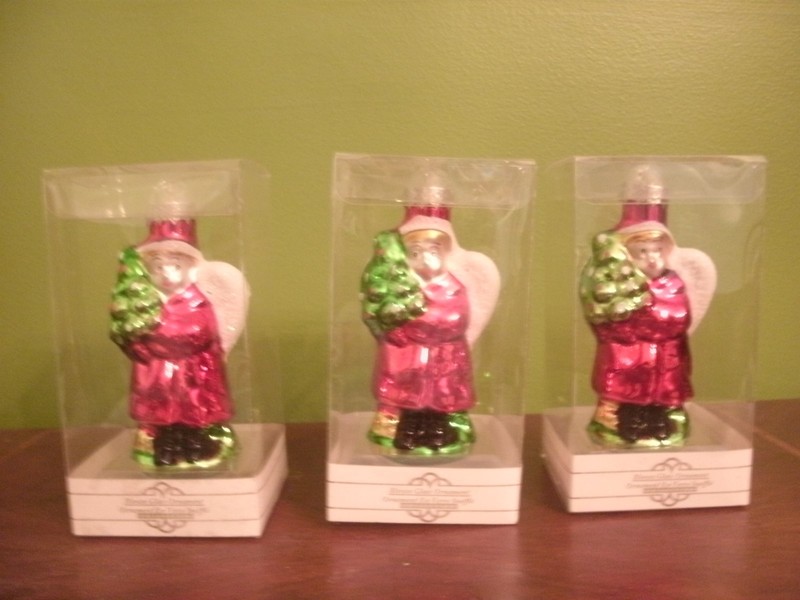 Reflective christmas ornament Santa Angel with tree - lot of 3