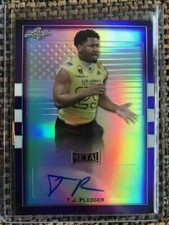 T.J. PLEDGER TJ Auburn 2018 Leaf Army All-American PURPLE Metal Flag AUTO # 5/7