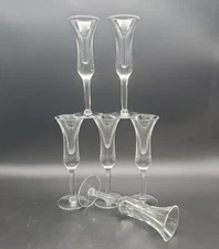 Set Of 6 Holmegaard Aperitif Cordial Shot Glass Blown Stemmed Clear MCM Vtg