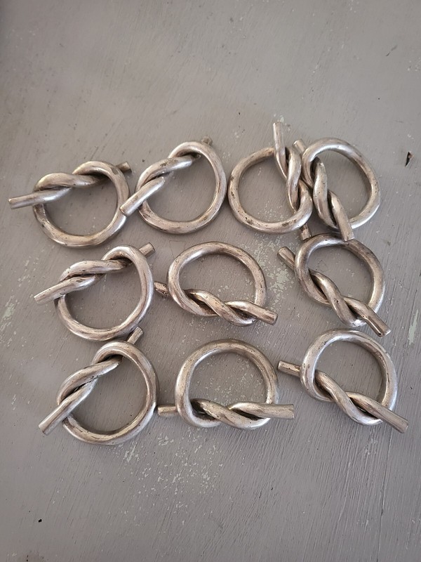 Vintage SILVER Plate Eternal Knot Bow Napkin Rings (10) French Design 