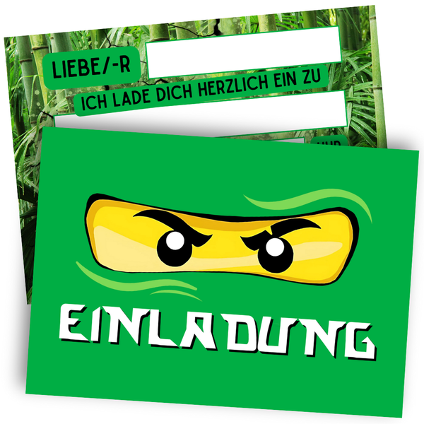 8 StüCk Ninja Einladungskarten Kindergeburtstag MäDchen & Jungen Geburtstag GrüN-image