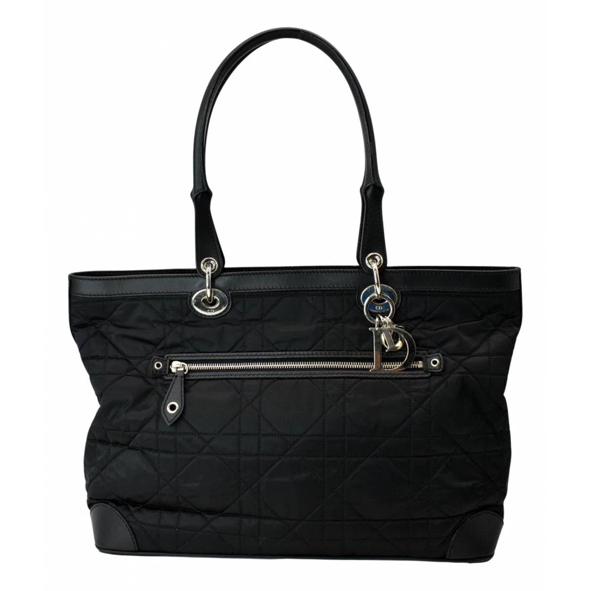 Sac satiné Christian Dior noir cannage matelassé sac fourre tout charmant