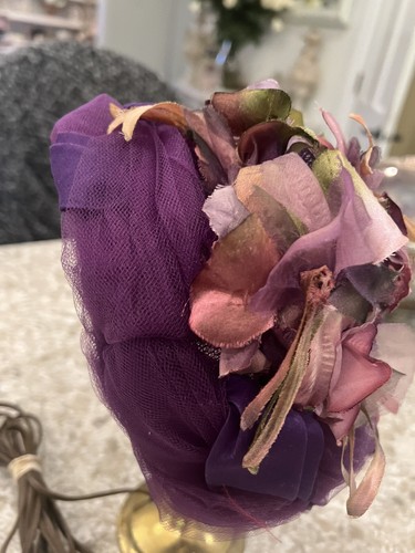 Antique Hat Millinery Flowers Victorian Style Purple Net Lace Vtg - 第 1/19 張圖片