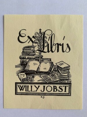 Exlibris Elsass Robert GALL für Willy JOBST, 74 x 60 mm, PM