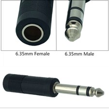 1x 6.35mm Male Plug Stereo to 1/4" Female Jack Headphone Audio Adapter Connector