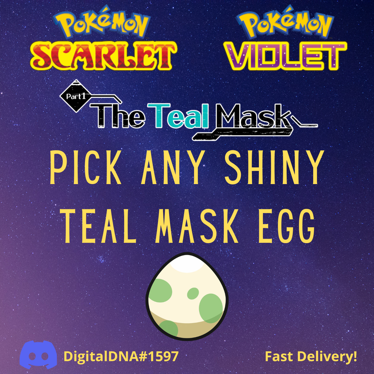 ANY POKEMON TEAL MASK DLC 🌟SHINY/NON🌟 CUSTOM FOR POKEMON SCARLET AND  VIOLET