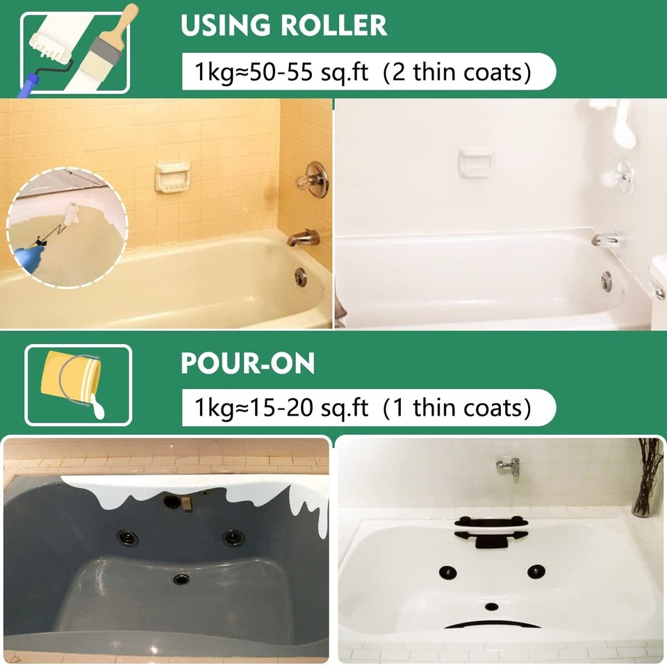 Tub And Tile Refinishing Kit Diy Bathtub Repair White Odorless Pefect