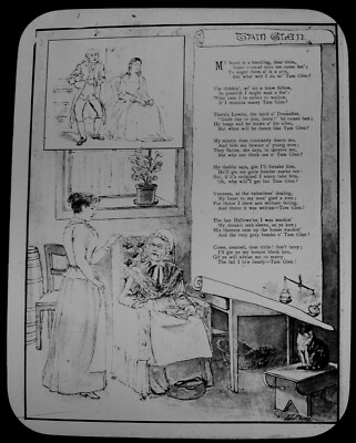 Magic Lantern Slide SCOTTISH SONGS TAM GLEN BY ROBERT BURNS C1890 ILLUSTRATION