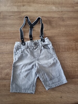RJR John Rocha Boys Grey Denim Shorts With Removable Braces Size