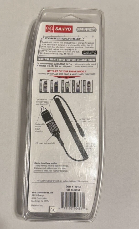 CARGADOR BATERÍA SANYO Uso con Nokia 5100 6100 Serie 7100 y Modelos 3285 6360 8265 Foto 2 de 3