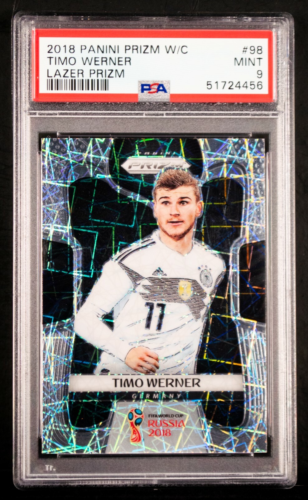 2018 Panini Prizm World Cup Timo Werner #98 PSA 9 LAZER Prizm Germany Chelsea