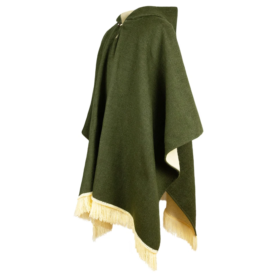 LUXURIOUS ALPACA BLEND PONCHO | HOODED | SOFT&WARM | UNISEX | SOLID OLIVE GREEN - Image 2 of 4