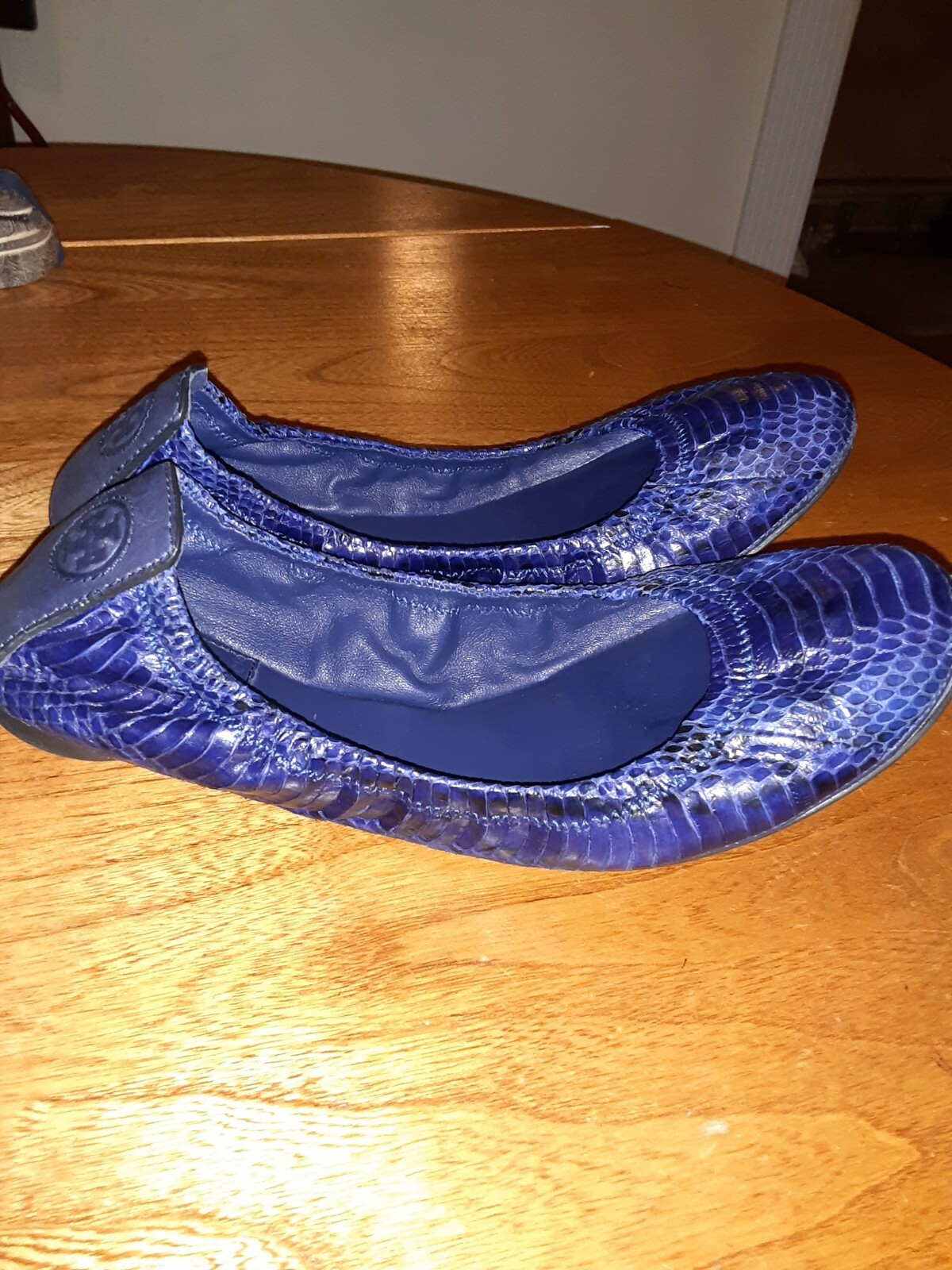 Tory Burch Blue Python Snakeskin Ballet Flat Sz 7… - image 1